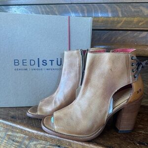 BED|STU Women's Brown Leather Heeled Booties